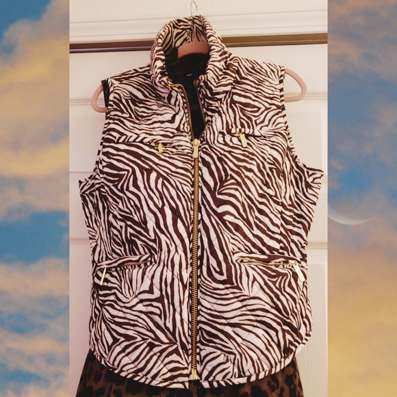 MK Michael Zebra Kors Packable Puffer Vest w/bag - Picture 1 of 8
